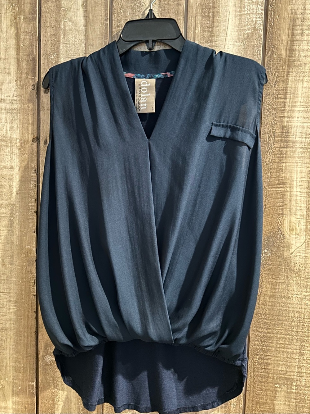 Anthropologie Dolan Navy cross front mixed media top, S.